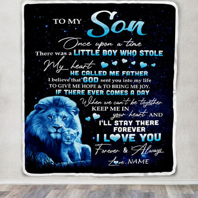 Personalized To My Son Lion Blanket From Dad Father I'll Stay There Forever Son Birthday Graduation Christmas Customized Bed Quilt Fleece Throw Blanket | teecentury
