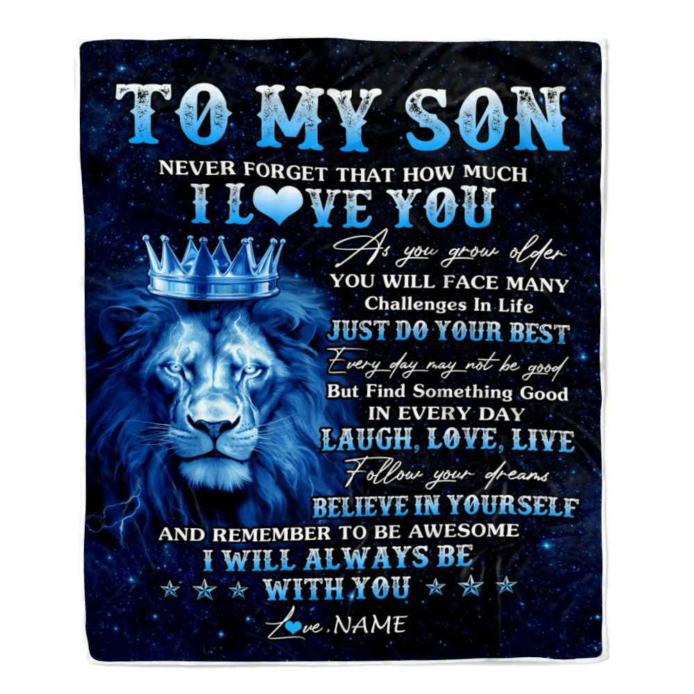 Personalized To My Son Lion Blanket From Mom Dad Mother I Love You Lion Ideas For Son Birthday Gifts Graduation Christmas Customized Fleece Throw Blanket | teecentury