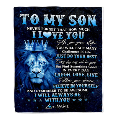 Personalized To My Son Lion Blanket From Mom Dad Mother I Love You Lion Ideas For Son Birthday Gifts Graduation Christmas Customized Fleece Throw Blanket | teecentury