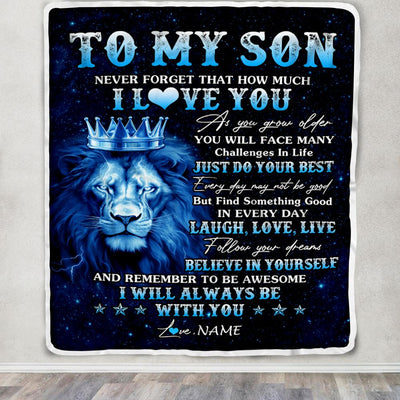 Personalized To My Son Lion Blanket From Mom Dad Mother I Love You Lion Ideas For Son Birthday Gifts Graduation Christmas Customized Fleece Throw Blanket | teecentury