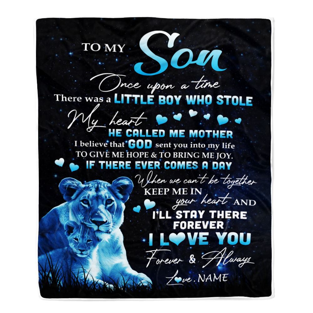 Personalized To My Son Lion Blanket From Mom Mother I'll Stay There Forever Son Birthday Graduation Christmas Customized Bed Quilt Fleece Throw Blanket | teecentury