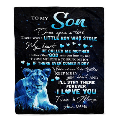Personalized To My Son Lion Blanket From Mom Mother I'll Stay There Forever Son Birthday Graduation Christmas Customized Bed Quilt Fleece Throw Blanket | teecentury