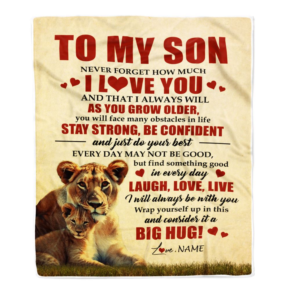 Personalized To My Son Lion Blanket From Mom Mother Never Forget How Much I Love You Son Birthday Graduation Christmas Customized Bed Fleece Blanket | teecentury