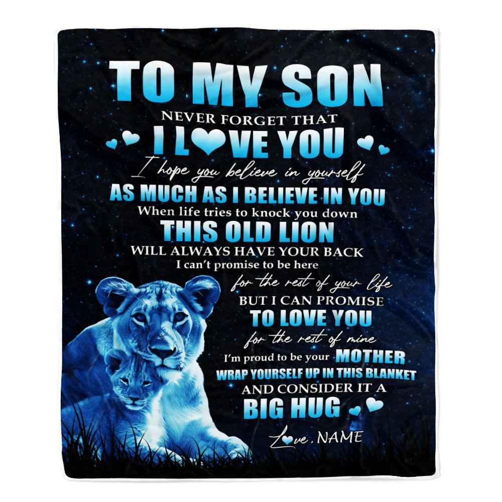 Personalized To My Son Lion Blanket From Mom Mother Never Forget I Love You Son Birthday Graduation Christmas Customized Bed Fleece Throw Blanket | teecentury