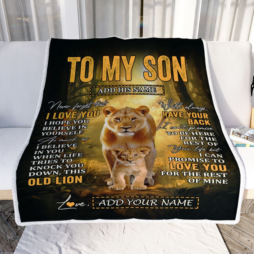 Personalized To My Son Lion Blanket From Mom Mother Never Forget That I Love You Son Birthday Gifts Graduation Christmas Customized Fleece Throw Blanket | teecentury