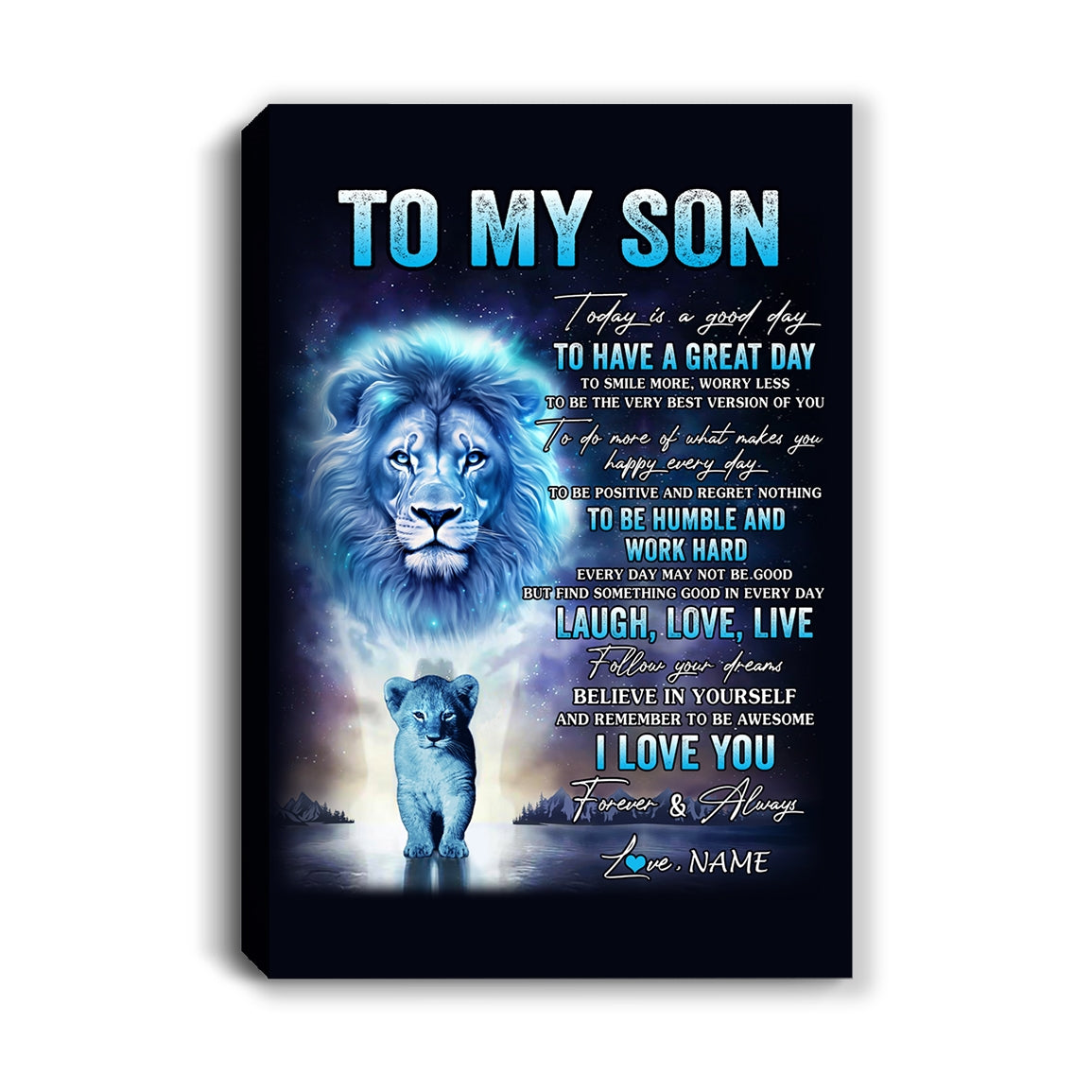 Personalized To My Son Lion Canvas From Dad Father Every Day Laugh Love Live Son Birthday Gifts Graduation Christmas Custom Wall Art Print Framed Canvas | teecentury