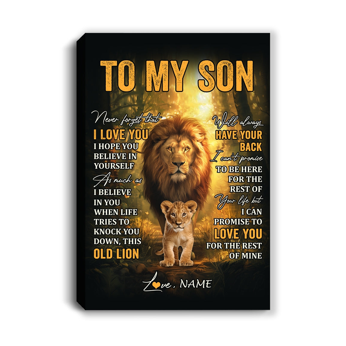 Personalized To My Son Lion Canvas From Dad Father Never Forget That I Love You Son Birthday Gifts Graduation Christmas Custom Wall Art Print Framed Canvas | teecentury