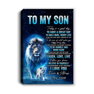 Personalized To My Son Lion Canvas From Dad Father Today Is A Good Day Son Gifts Birthday Graduation Christmas Custom Wall Art Print Framed Canvas | teecentury