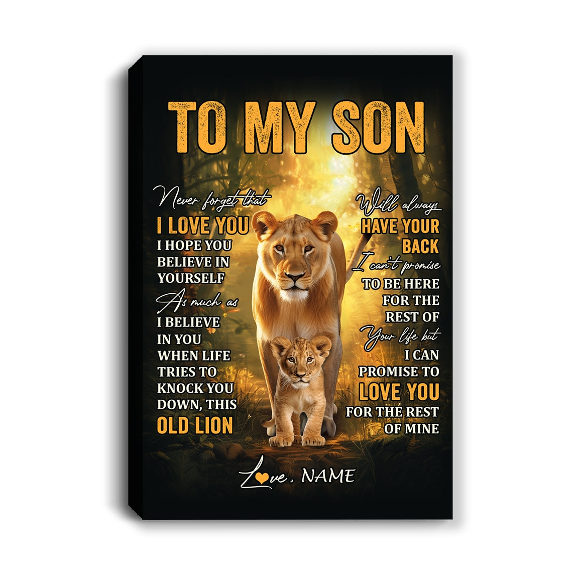 Personalized To My Son Lion Canvas From Mom Mother Never Forget That I Love You Son Birthday Gifts Graduation Christmas Custom Wall Art Print Framed Canvas | teecentury