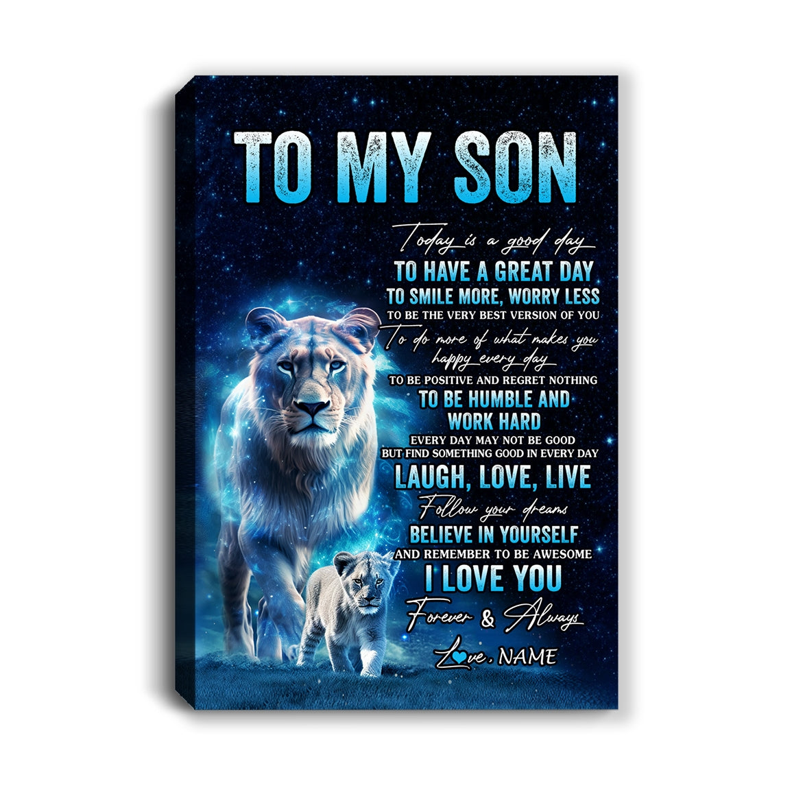Personalized To My Son Lion Canvas From Mom Mother Today Is A Good Day Son Gifts Birthday Graduation Christmas Custom Wall Art Print Framed Canvas | teecentury