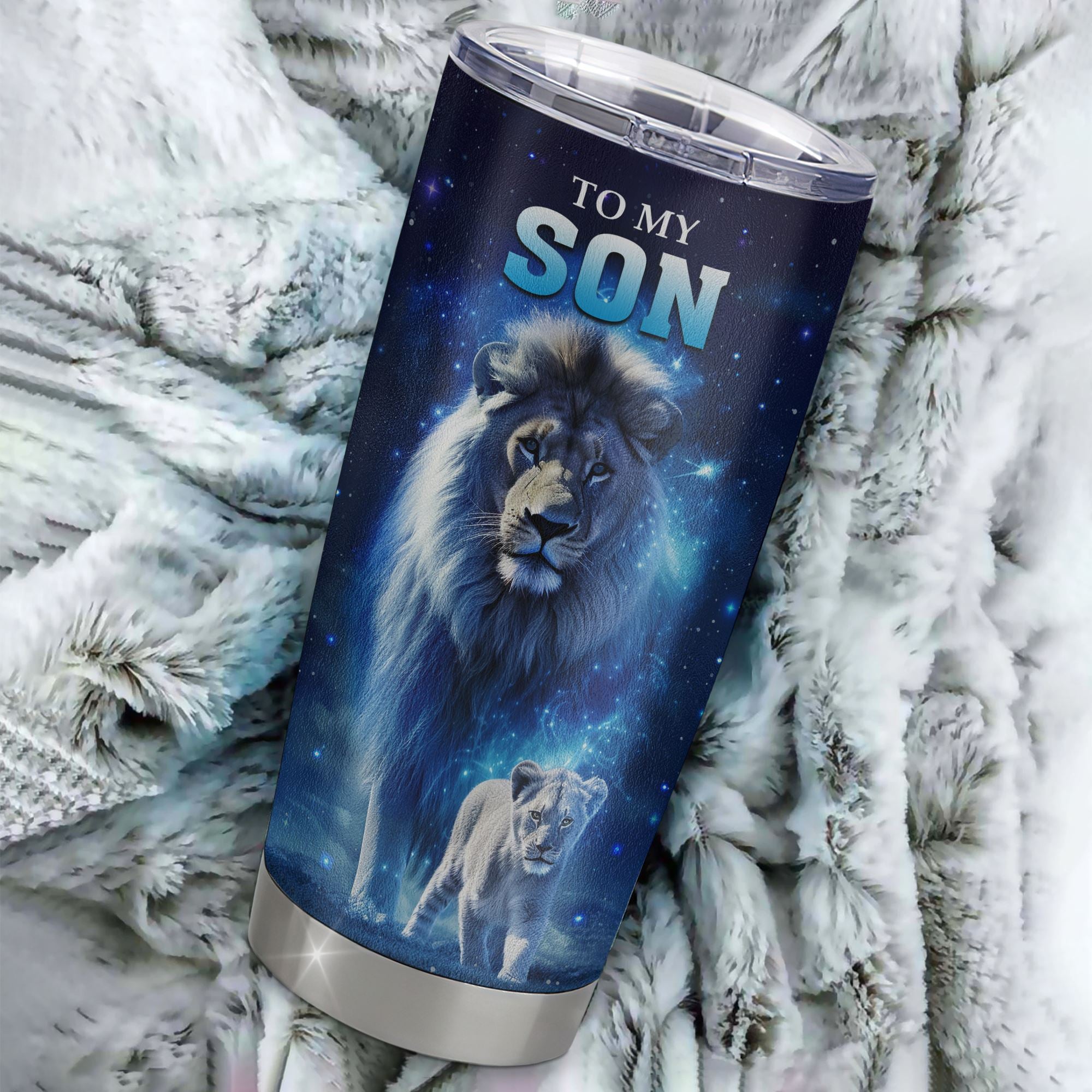 Personalized To My Son Lion From Mom Dad Mother Father Tumbler Stainless Steel Cup Believe Your Heart Son Gift Birthday Graduation Christmas Custom Travel Mug | teecentury
