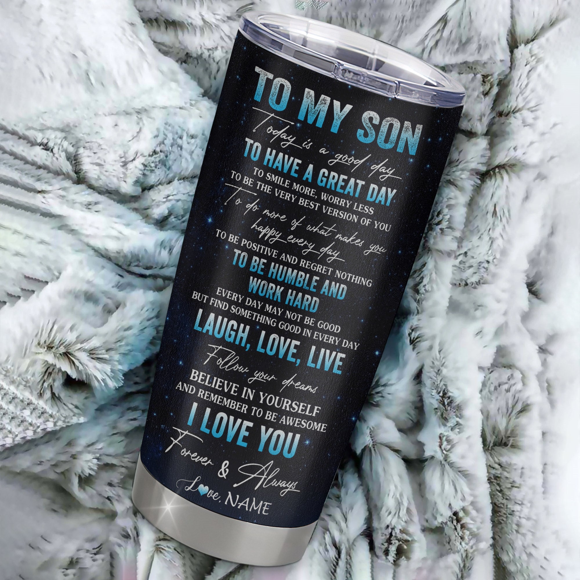 Personalized To My Son Lion From Mom Mother Stainless Steel Tumbler Cup Every Day Laugh Love Live Son Birthday Graduation Christmas Travel Mug | teecentury