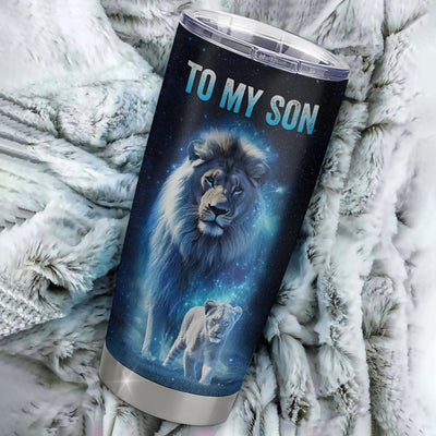 Personalized To My Son Lion Tumbler From Dad Father Stainless Steel Cup Today Is A Good Day Son Gifts Birthday Graduation Christmas Custom Travel Mug | teecentury