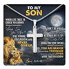 Stainless Cross Necklace Stainless Steel | 1 | Personalized To My Son Necklace From Dad Father Lion Never Give Up Son Birthday Graduation Christmas Jewelry Customized Gift Box Message Card | teecentury