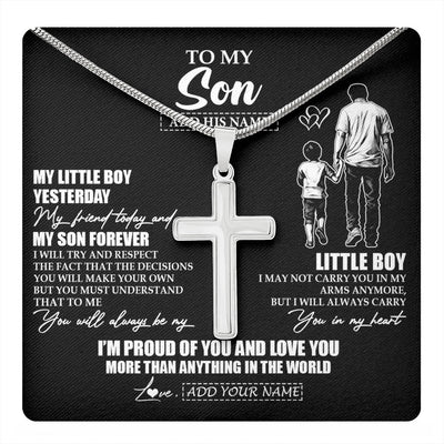 Stainless Cross Necklace Stainless Steel | 1 | Personalized To My Son Necklace From Dad Father My Boy My Friend Proud And Love Son Birthday Gifts Graduation Christmas Custom Gift Box Message Card | https://teecentury.
