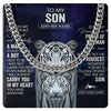 Cuban Link Chain Necklace Stainless Steel | 1 | Personalized To My Son Necklace From Mom Dad I Close My Eyes White Tiger Birthday Gift For Son Graduation Christmas Custom Jewelry Gift Box Message Card | https://teecentury.