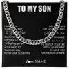 Cuban Link Chain Necklace Stainless Steel | 1 | Personalized To My Son Necklace From Mom Dad Mother Believe Deep In Your Heart Son Birthday Jewelry Gift For Men Christmas Customized Gift Box Message Card | teecentury