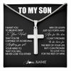 Stainless Cross Necklace Stainless Steel | 1 | Personalized To My Son Necklace From Mom Dad Mother Believe Deep In Your Heart Son Birthday Jewelry Gift For Men Christmas Customized Gift Box Message Card | teecentury