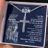 Stainless Cross Necklace Stainless Steel | 2 | Personalized To My Son Necklace From Mom Dad Mother Father Never Feel You Are Alone Wolf Son Birthday Graduation Christmas Customized Gift Box Message Card | teecentury