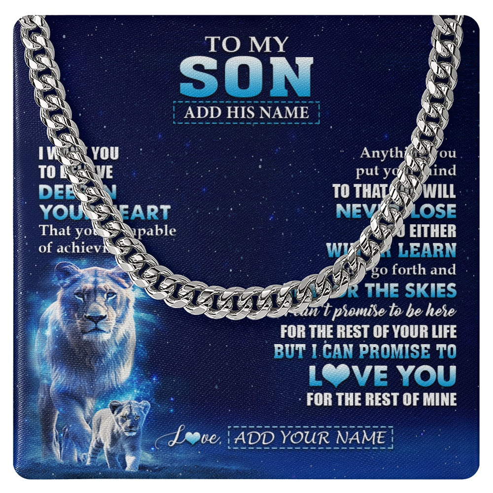 Cuban Link Chain Necklace Stainless Steel | 1 | Personalized To My Son Necklace From Mom Mother Believe Your Heart Son Gift Birthday Graduation Christmas Customized Gift Box Message Card | teecentury.myshopify