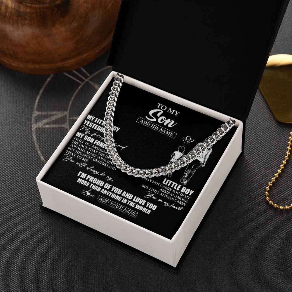 Cuban Link Chain Necklace Stainless Steel | 2 | Personalized To My Son Necklace From Mom Mother My Boy My Friend Proud And Love Son Birthday Gifts Graduation Christmas Custom Gift Box Message Card | https://teecentury.