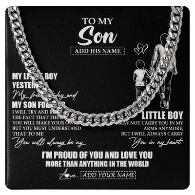 Cuban Link Chain Necklace Stainless Steel | 1 | Personalized To My Son Necklace From Mom Mother My Boy My Friend Proud And Love Son Birthday Gifts Graduation Christmas Custom Gift Box Message Card | https://teecentury.