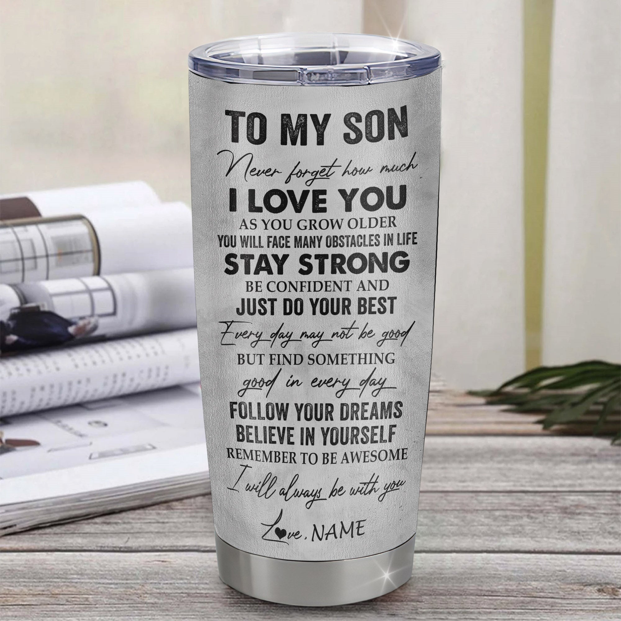 Personalized To My Son Tumbler From Dad Father Stainless Steel Cup I Love You With All My Heart Son Birthday Graduation Christmas Travel Mug | teecentury