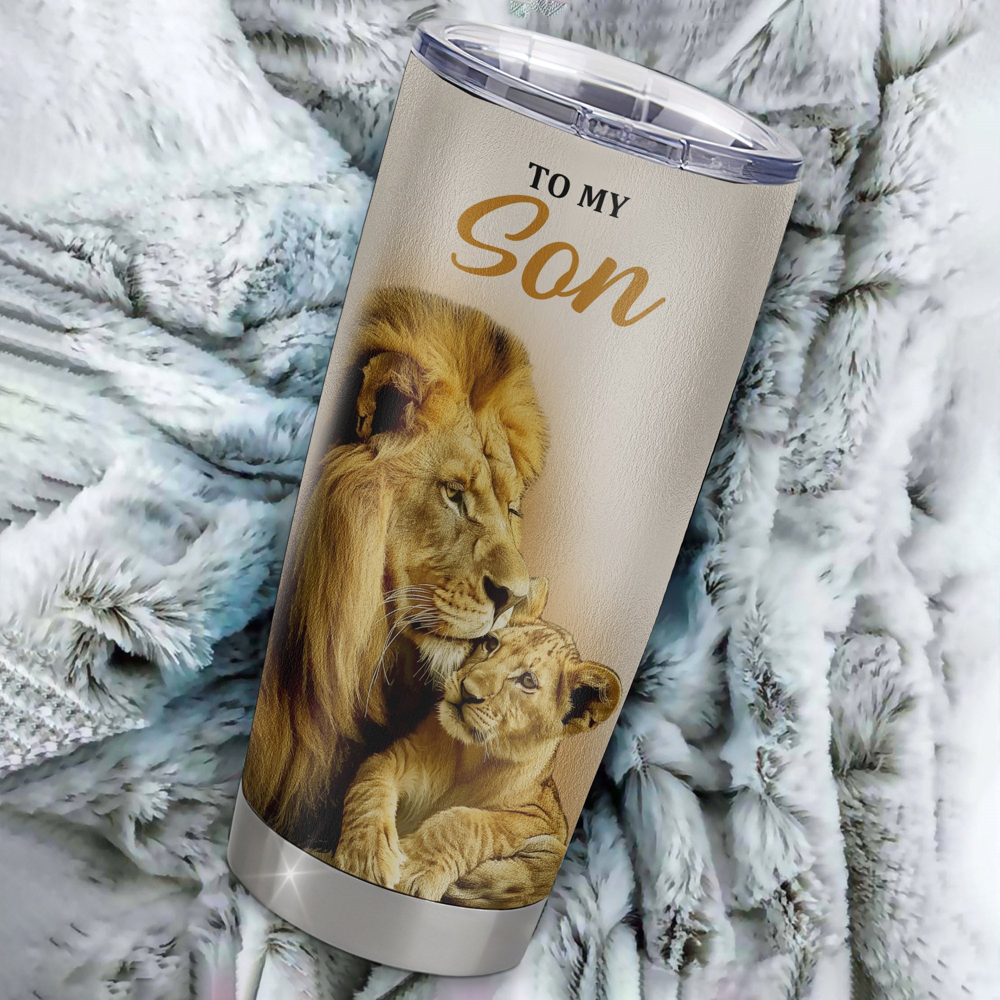 Personalized To My Son Tumbler From Dad Father Stainless Steel Cup Lion Never Feel That You Are Alone Great Son Birthday Christmas Travel Mug | teecentury