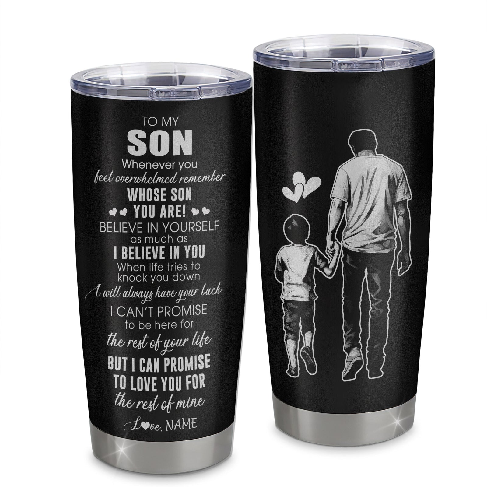 Personalized To My Son Tumbler From Dad Father Stainless Steel Cup Whenever You Feel Overwhelmed Son Birthday Graduation Christmas Travel Mug | teecentury