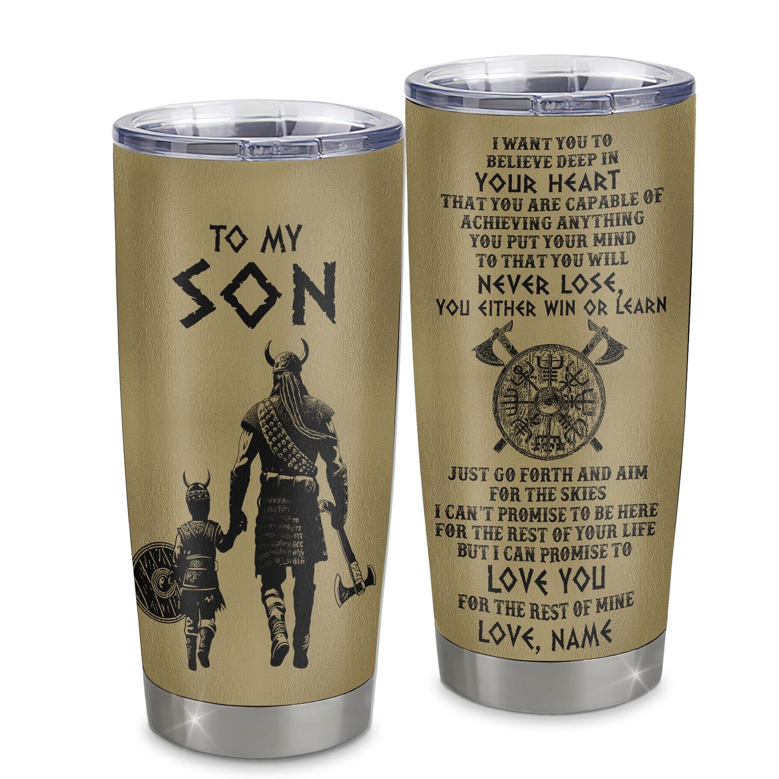 Personalized To My Son Tumbler From Dad Father Stainless Steel Cup You Will Never Lose Viking Son Birthday Gifts Graduation Christmas Custom Travel Mug | teecentury