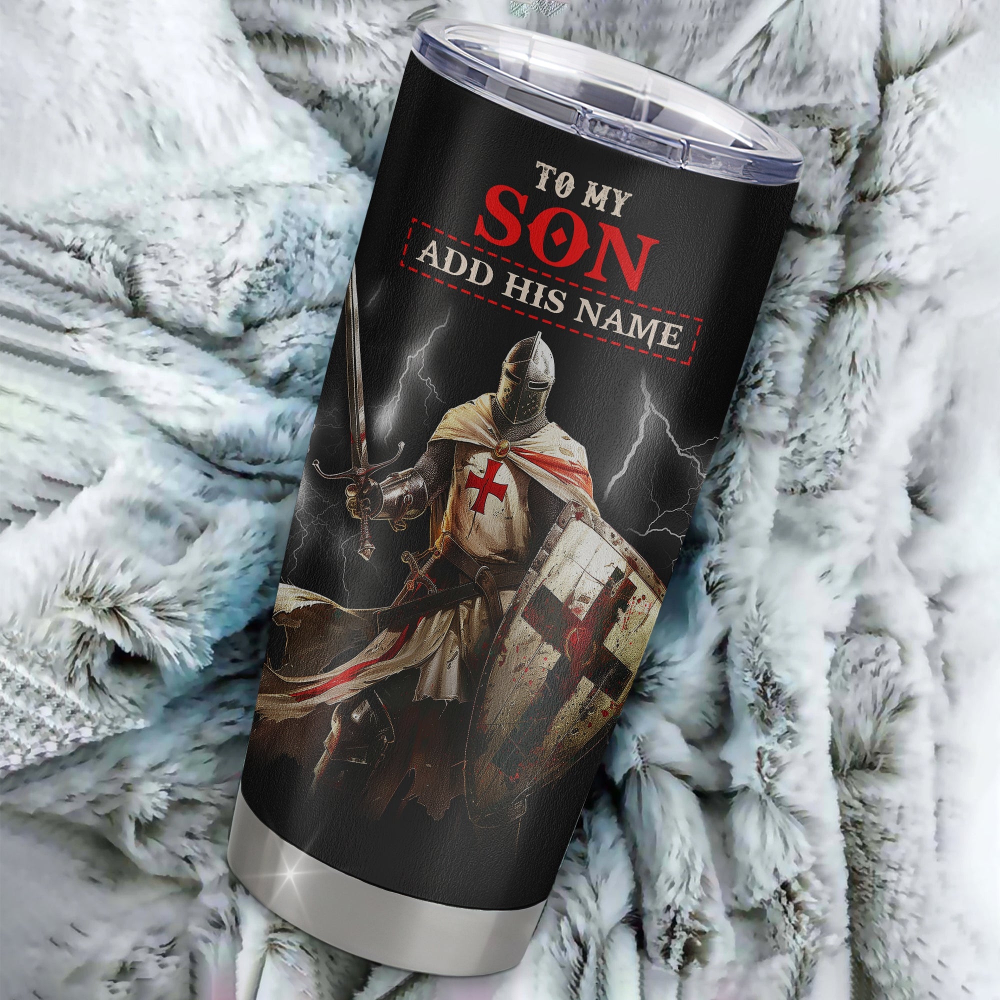 Personalized To My Son Tumbler From Dad Mom For Men Warrior Knight Templar I Am The Storm Birthday Graduation Christmas Gifts For Son Custom Mug | teecentury