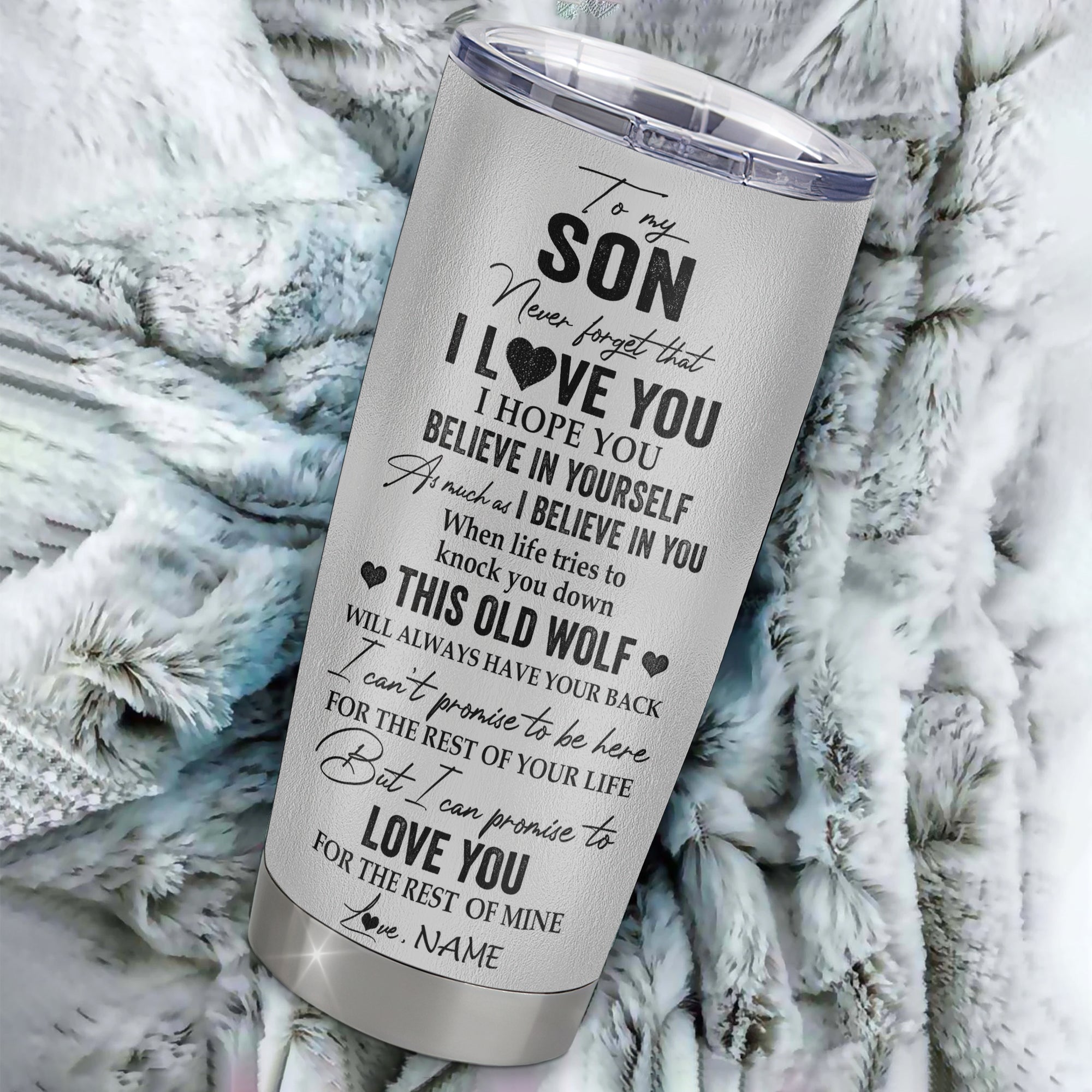 Personalized To My Son Tumbler From Mom Dad Father Mother Stainless Steel Cup This Old Wolf Love You Son Birthday Graduation Christmas Travel Mug | teecentury
