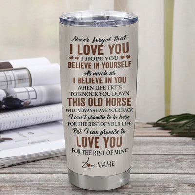 Personalized To My Son Tumbler From Mom Dad Mother Father Stainless Steel Cup This Old Horse Love You Son Birthday Graduation Christmas Custom Travel Mug | teecentury