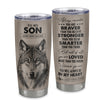 Personalized To My Son Tumbler From Mom Dad Mother Father Wolf Braver Stronger Smarter Son Birthday Graduation Christmas Custom Stainless Steel Cup Travel Mug | teecentury