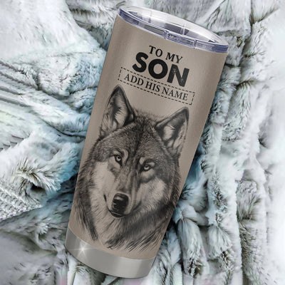 Personalized To My Son Tumbler From Mom Dad Mother Father Wolf Braver Stronger Smarter Son Birthday Graduation Christmas Custom Stainless Steel Cup Travel Mug | teecentury
