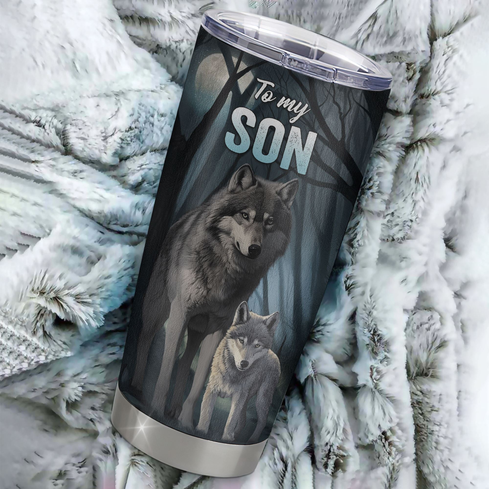 Personalized To My Son Tumbler From Mom Dad Mother Stainless Steel Cup Never Feel That You Are Alone Wolf Son Gift Birthday Graduation Christmas Travel Mug | teecentury