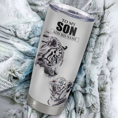 Personalized To My Son Tumbler From Mom Dad Mother You Will Never Lose White Tiger Son Birthday Gifts Graduation Christmas Custom Stainless Steel Cup Travel Mug | teecentury