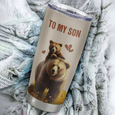 Personalized To My Son Tumbler From Mom Mother Dad Father Stainless Steel Cup This Old Bear Love You Son Birthday Gifts Graduation Christmas Custom Travel Mug | teecentury