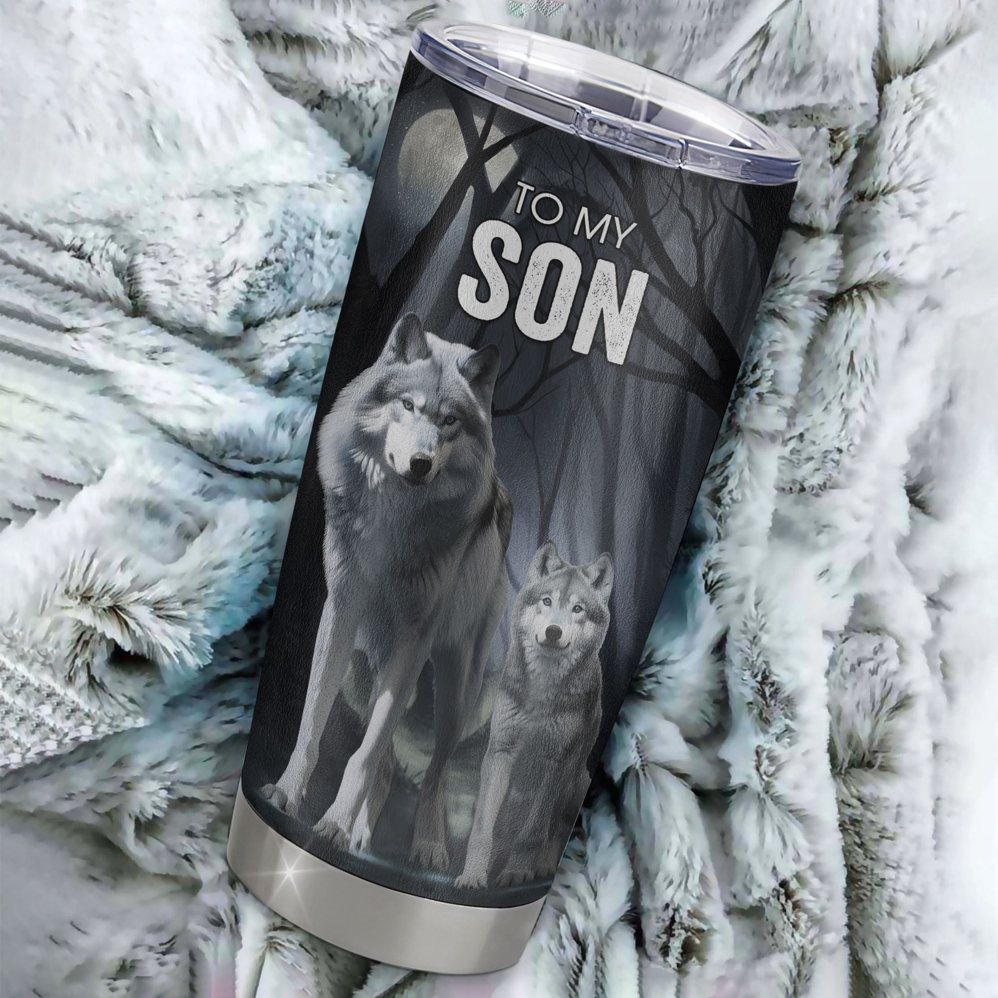 Personalized To My Son Tumbler From Mom Mother Dad Stainless Steel Cup Never Feel That You Are Alone Wolf Son Birthday Gifts Graduation Christmas Custom Travel Mug | teecentury