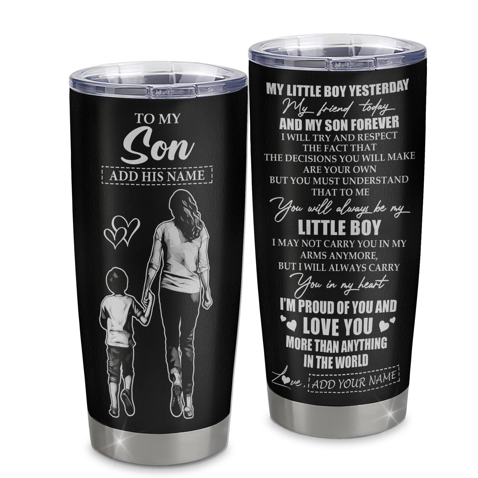 Personalized To My Son Tumbler From Mom Mother My Little Boy My Friend Proud And Love Son Birthday Gifts Graduation Christmas Custom Stainless Steel Mug | teecentury