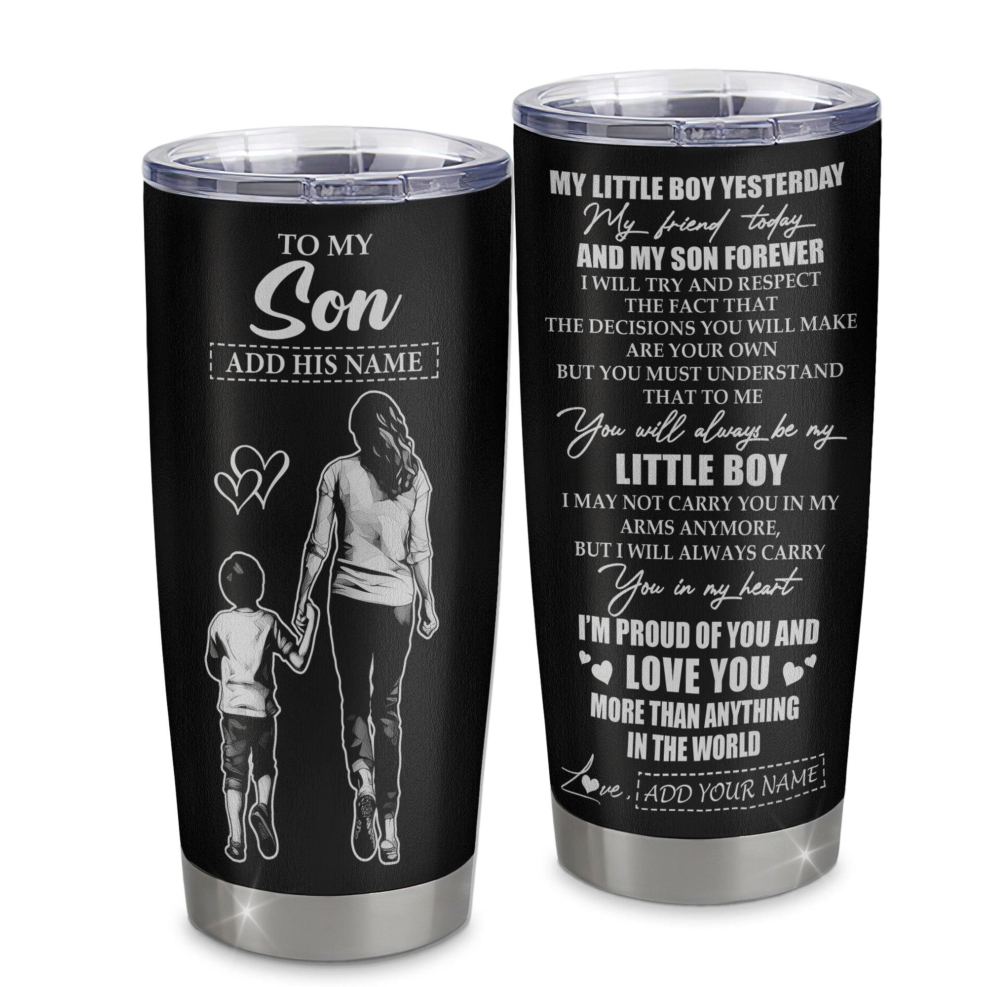 Personalized To My Son Tumbler From Mom Mother My Little Boy My Friend Proud And Love Son Birthday Gifts Graduation Christmas Custom Stainless Steel Mug | teecentury