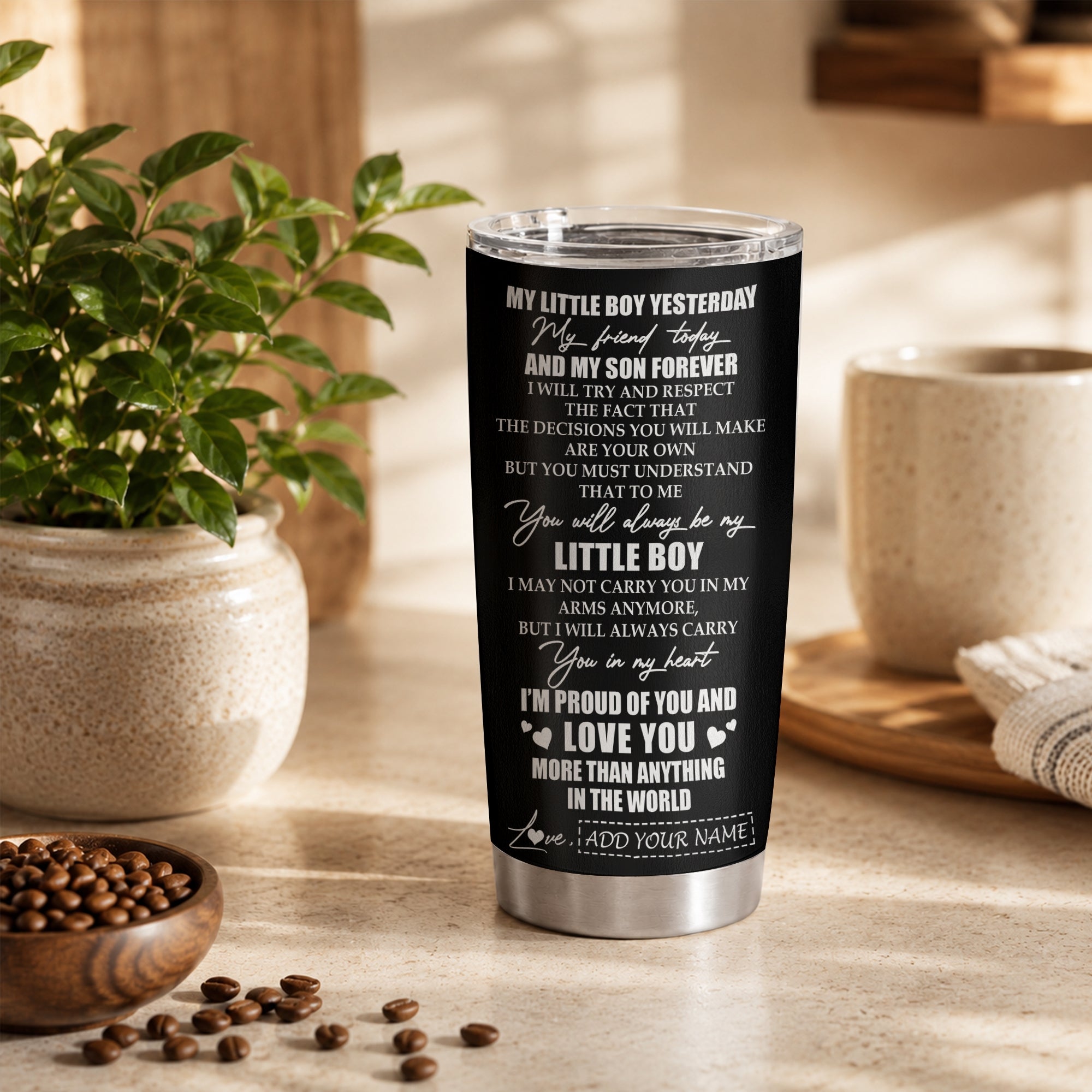 Personalized To My Son Tumbler From Mom Mother My Little Boy My Friend Proud And Love Son Birthday Gifts Graduation Christmas Custom Stainless Steel Mug | teecentury