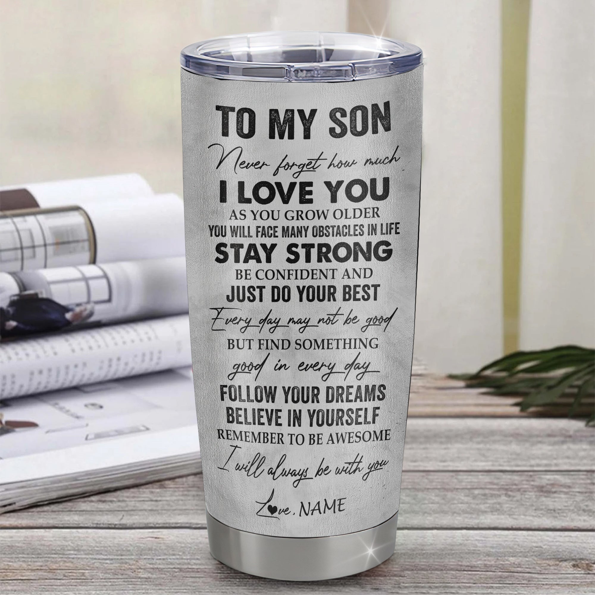 Personalized To My Son Tumbler From Mom Mother Stainless Steel Cup I Love You With All My Heart Son Birthday Graduation Christmas Travel Mug | teecentury