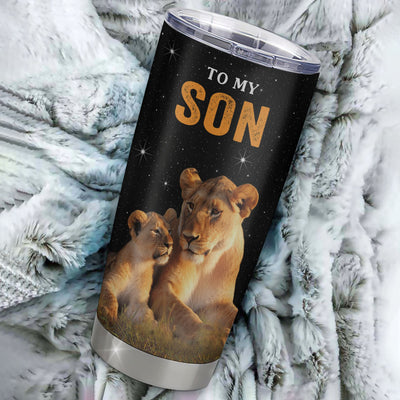 Personalized To My Son Tumbler From Mom Mother Stainless Steel Cup Live Laugh Love Lion Son Birthday Gifts Positive Graduation Christmas Custom Travel Mug | teecentury
