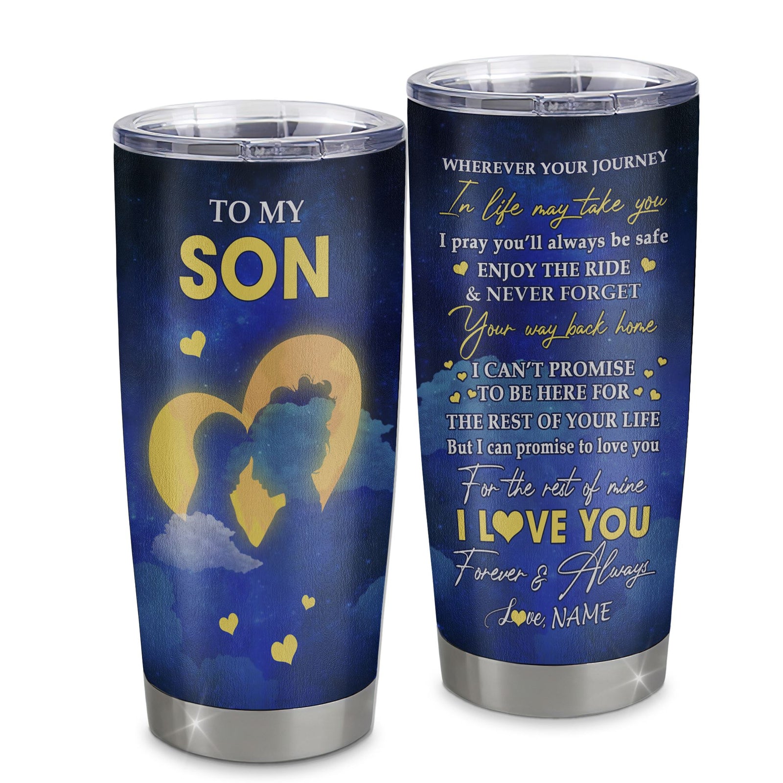 Personalized To My Son Tumbler From Mom Mother Stainless Steel Cup Wherever Your Journey Son Birthday Gifts Graduation Christmas Custom Travel Mug | teecentury