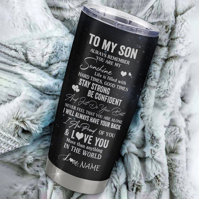 Personalized To My Son Wolf Tumbler From Mom Dad Mother Stainless Steel Cup Always Remember Son Birthday Graduation Christmas Travel Mug | teecentury