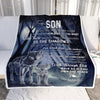 Personalized To My Son from Mom Blanket Never Feel You Are Alone Wolf Moon Night Dark Forest Family Love Son Birthday Christmas Customized Fleece Blanket Blanket | Teecentury.com