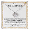 Love Knot Necklace 14K White Gold Finish | 1 | Personalized To My Son's Girlfriend Necklace I Welcome You Future Daughter In Law Birthday Special Gift Christmas Jewelry Customized Gift Box Message Card | teecentury