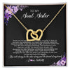 Interlocking Hearts Necklace 18K Yellow Gold Finish | Personalized To My Soul Sister Necklace from Sister The Friend Of My Heart Sister Jewelry Birthday Graduation Christmas Customized Gift Box Message Card | teecentury