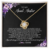 Love Knot Necklace 18K Yellow Gold Finish | Personalized To My Soul Sister Necklace from Sister The Friend Of My Heart Sister Jewelry Birthday Graduation Christmas Customized Gift Box Message Card | teecentury